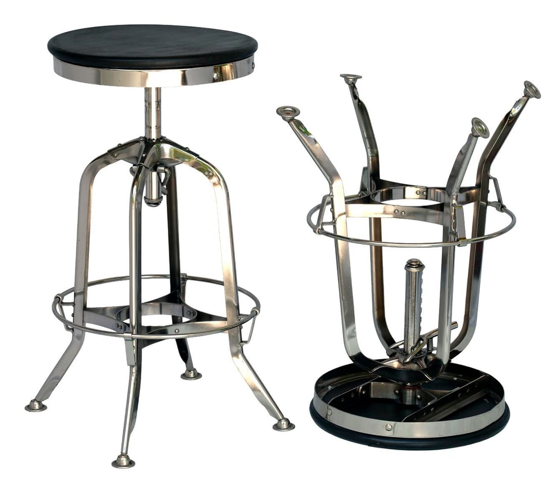 Vintage Rh Chrome & Wood Bar Stool, Pair - 7
