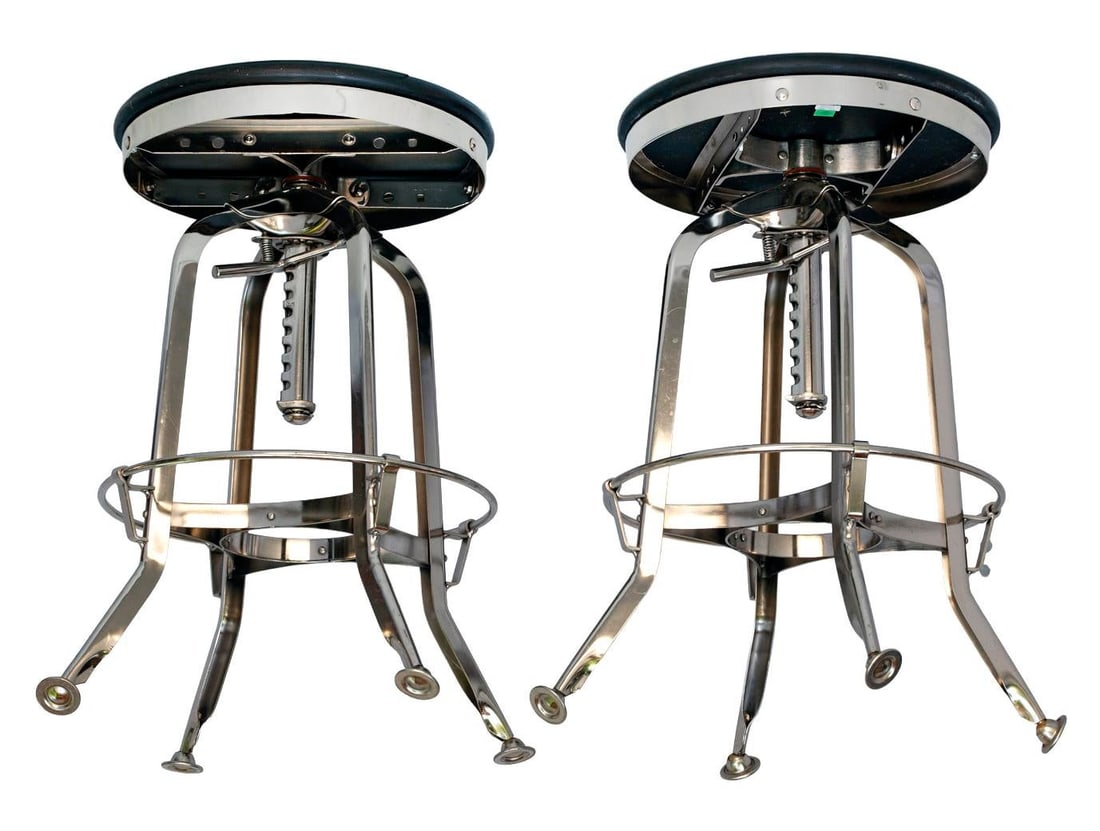 Vintage Rh Chrome & Wood Bar Stool, Pair - 8