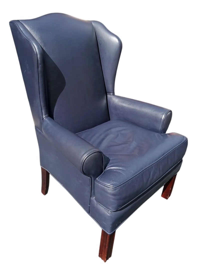 Elevate Your Living Space With This Exquisite Ethan Allen Genuine Leather Wingback Armchair (1 of 7)