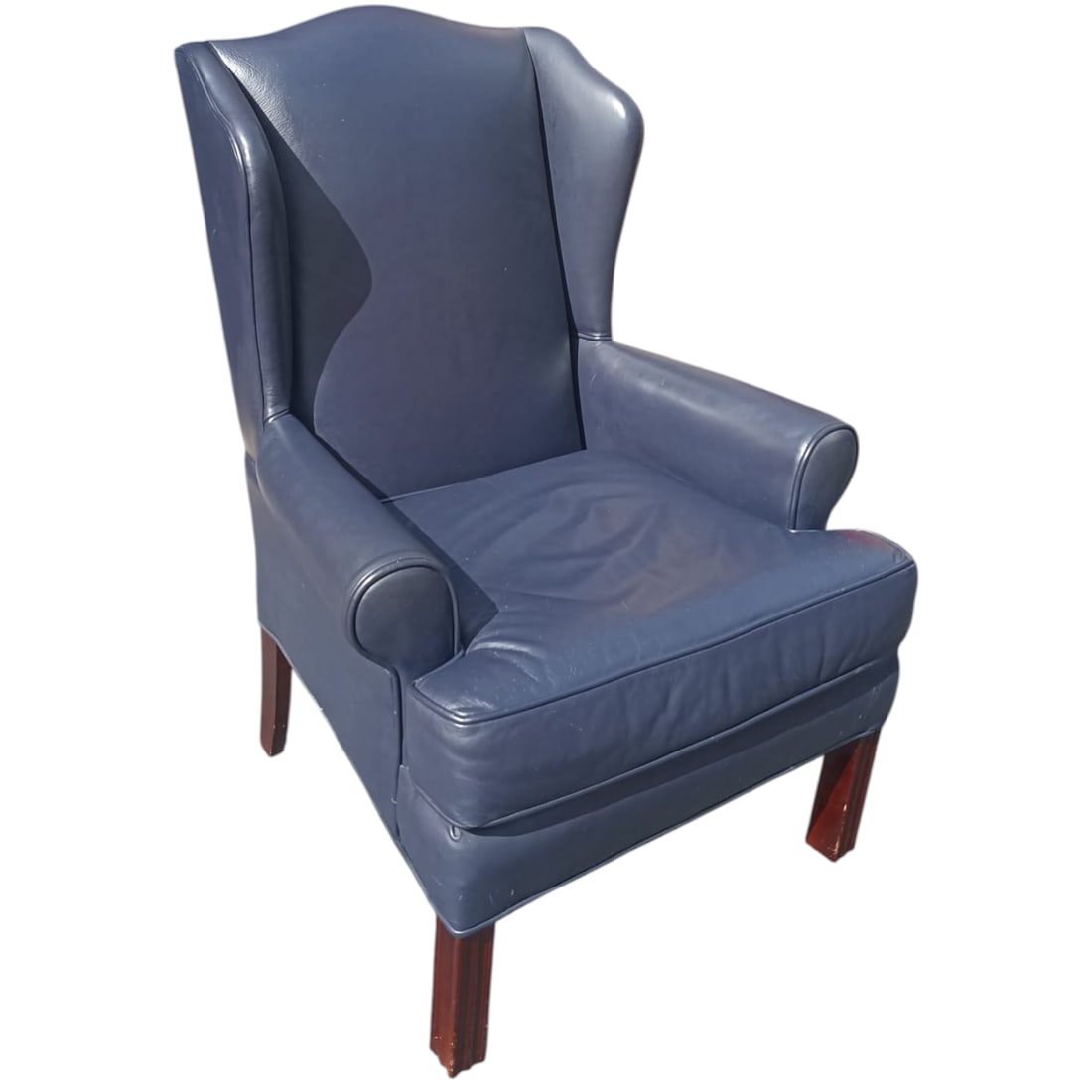 Elevate Your Living Space With This Exquisite Ethan Allen Genuine Leather Wingback Armchair - 4
