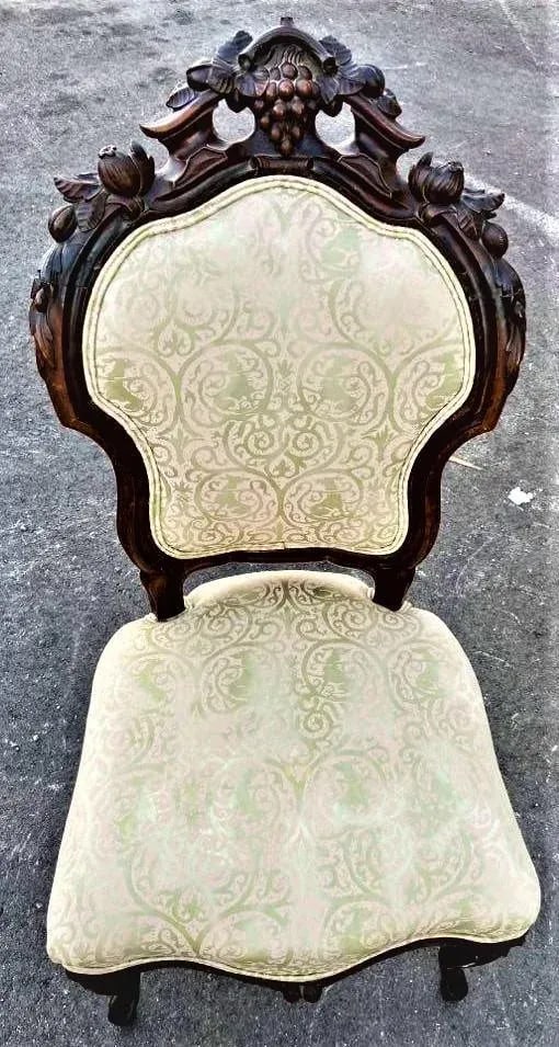 Antique Austro-Hungarian Heavily Carved Walnut Side Chairs - a Pair - 19th Century - 11