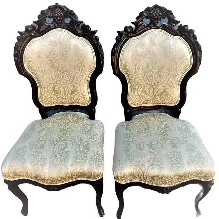 Antique Austro-Hungarian Heavily Carved Walnut Side Chairs - a Pair - 19th Century - 5