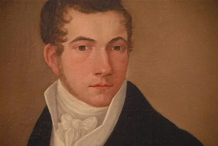 Early 19th Century New York State Portrait of a Man Holding a Letter Oil Painting on Canvas in Gilt - 4