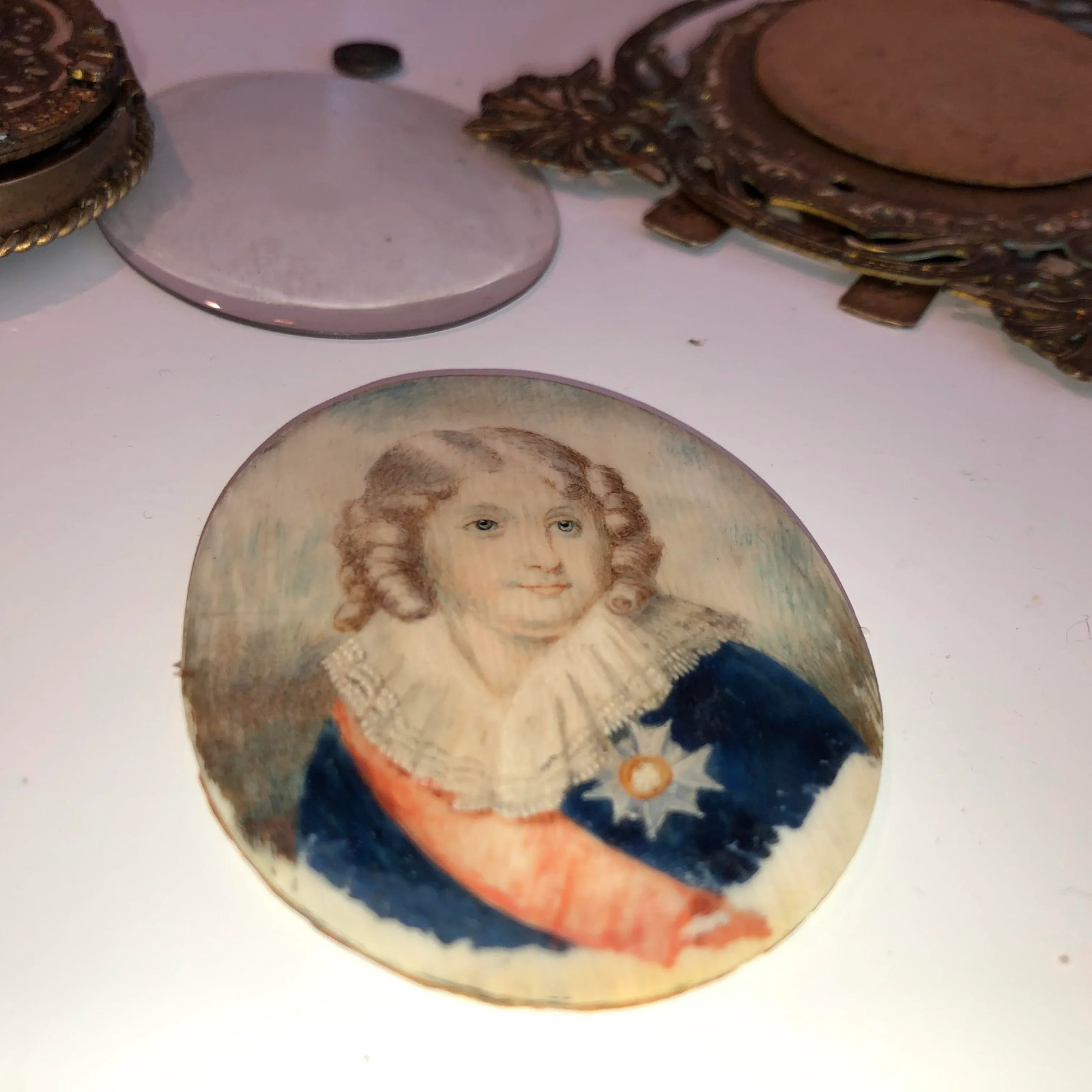 Late 19th Century Rare Anton Boehme Frame With Napoleon II Miniature Portrait Painting - 6