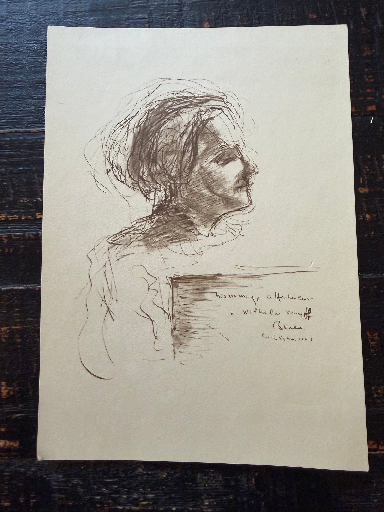 1949 Dimitrie Berea Sketch of Famous Mid- Century of German Classical Pianist Wilhelm Kempff - 4