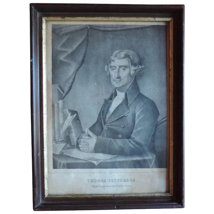 Early 19th Century American Black & White Portrait Print of President Thomas Jefferson - 10