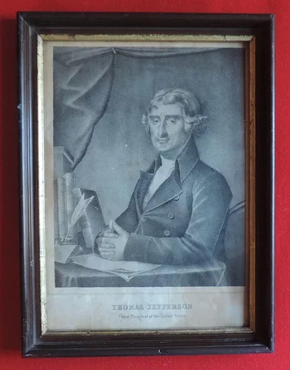 Early 19th Century American Black & White Portrait Print of President Thomas Jefferson - 2