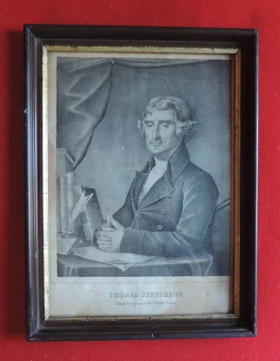 Early 19th Century American Black & White Portrait Print of President Thomas Jefferson - 4