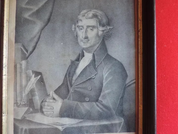 Early 19th Century American Black & White Portrait Print of President Thomas Jefferson - 5