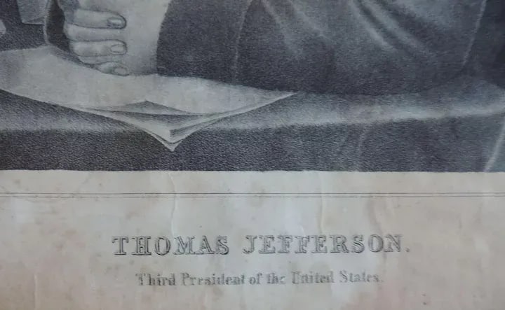 Early 19th Century American Black & White Portrait Print of President Thomas Jefferson - 6