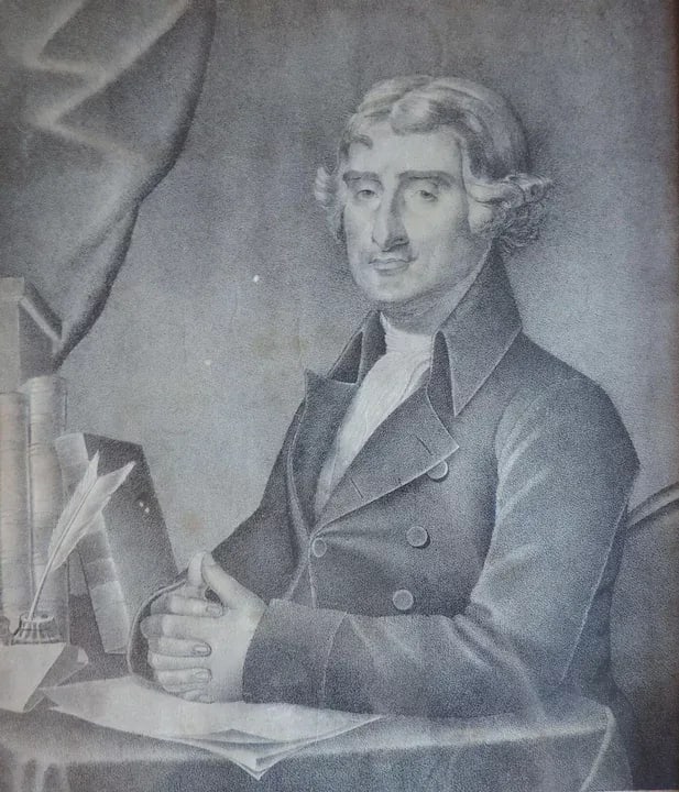 Early 19th Century American Black & White Portrait Print of President Thomas Jefferson - 7