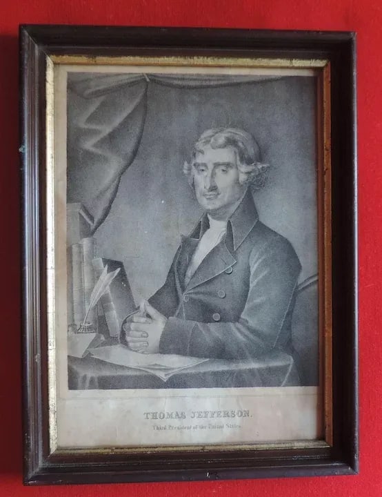 Early 19th Century American Black & White Portrait Print of President Thomas Jefferson - 8