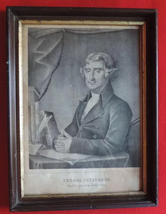 Early 19th Century American Black & White Portrait Print of President Thomas Jefferson - 9