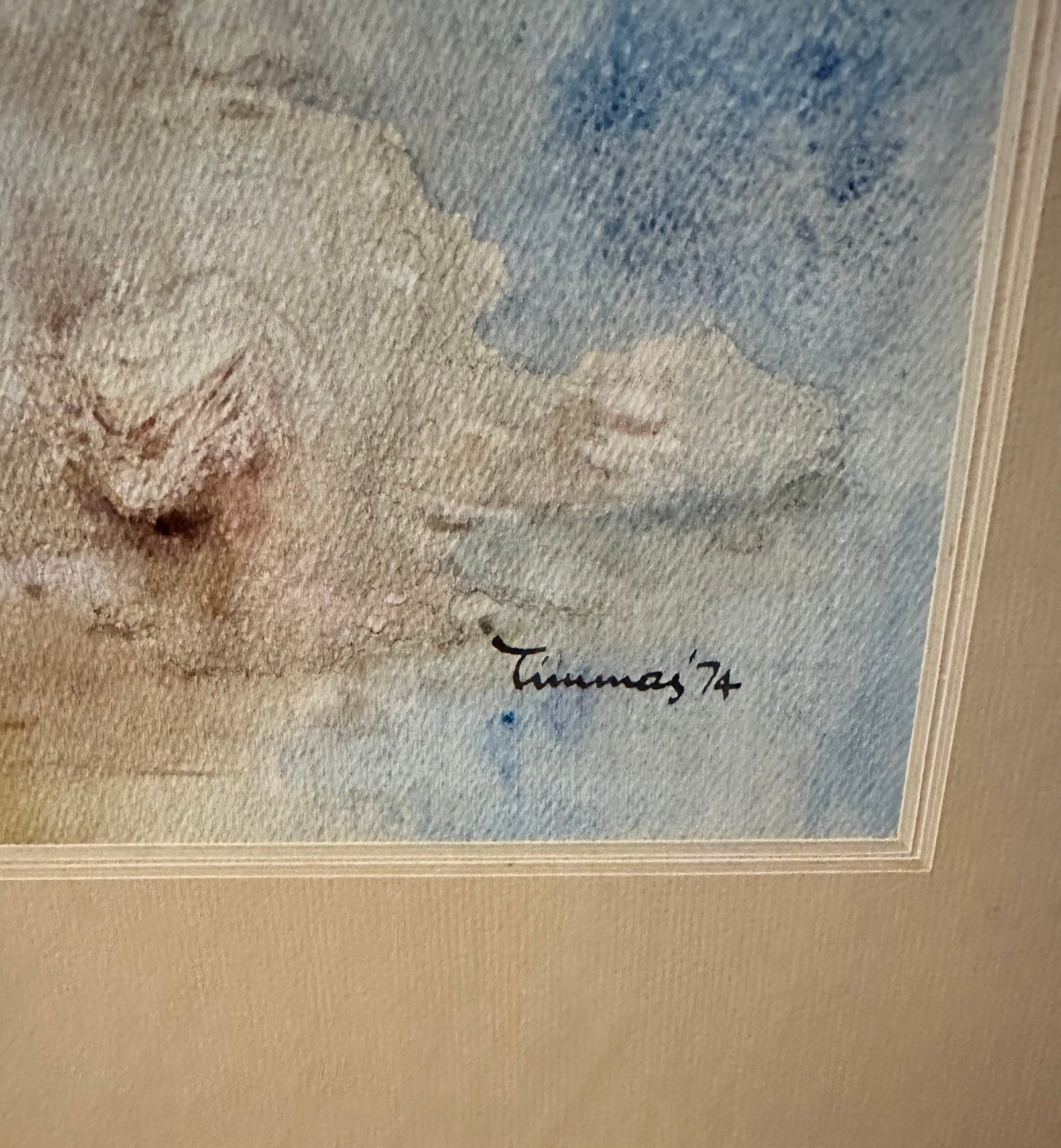 1974 Watercolor "Flows of Tenojoki River 2" by Osvald Timmas - 2