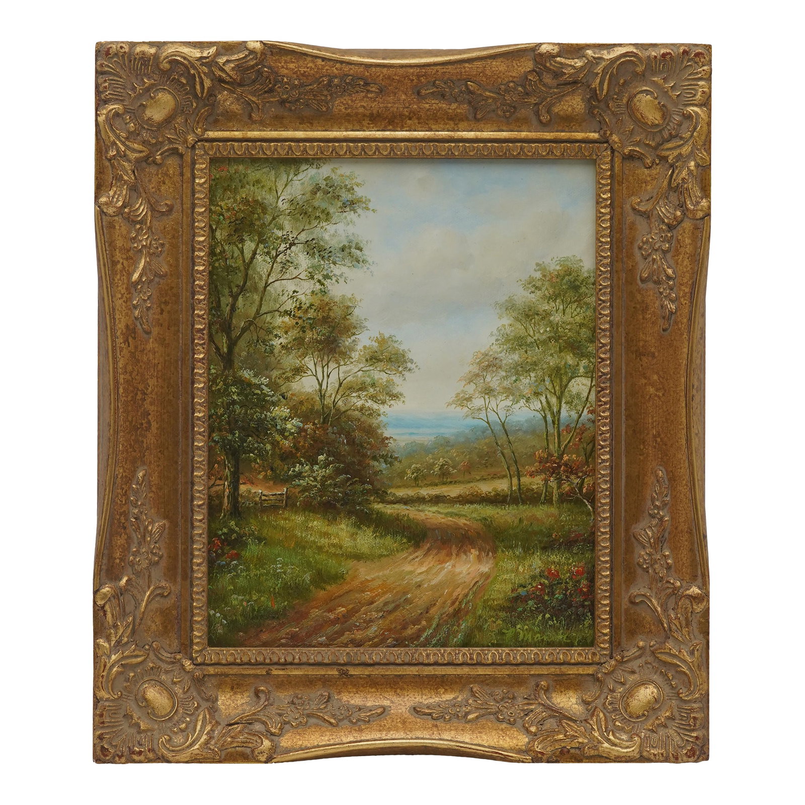 1980s Framed Oil on Canvas Landscape Tree Painting: Age: Approx: 30 Years Old Details: Fine Carved Details High Quality Construction Professionally Framed Offered @ Fraction Original Retail Cost Condition: Excellent Original Finish & Condition Size: 12