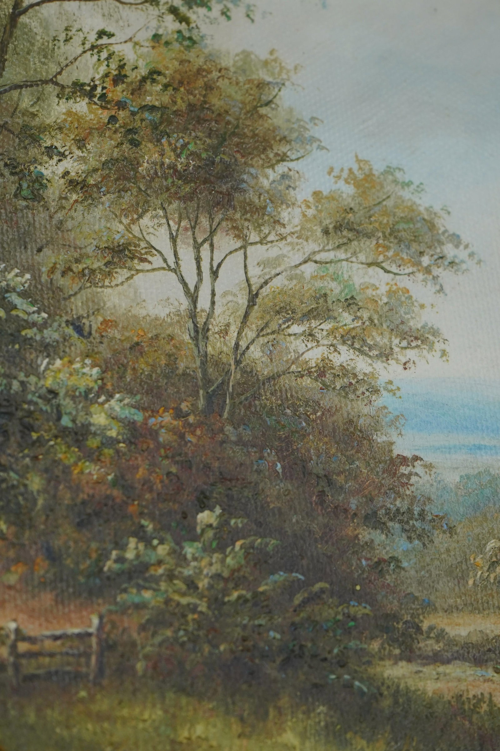 1980s Framed Oil on Canvas Landscape Tree Painting - 4