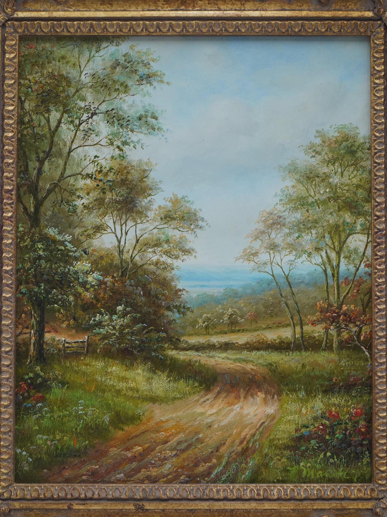 1980s Framed Oil on Canvas Landscape Tree Painting - 6