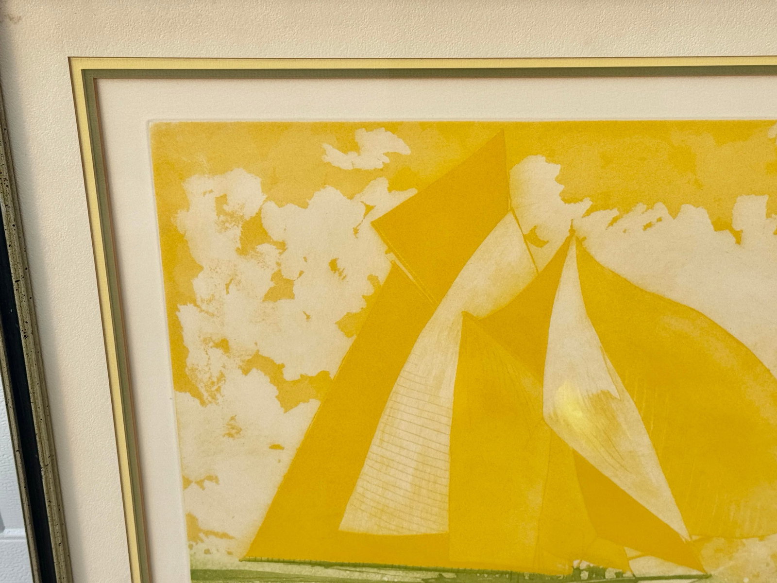 Vintage MCM Framed Color Etching Titled "Westbound" - 2