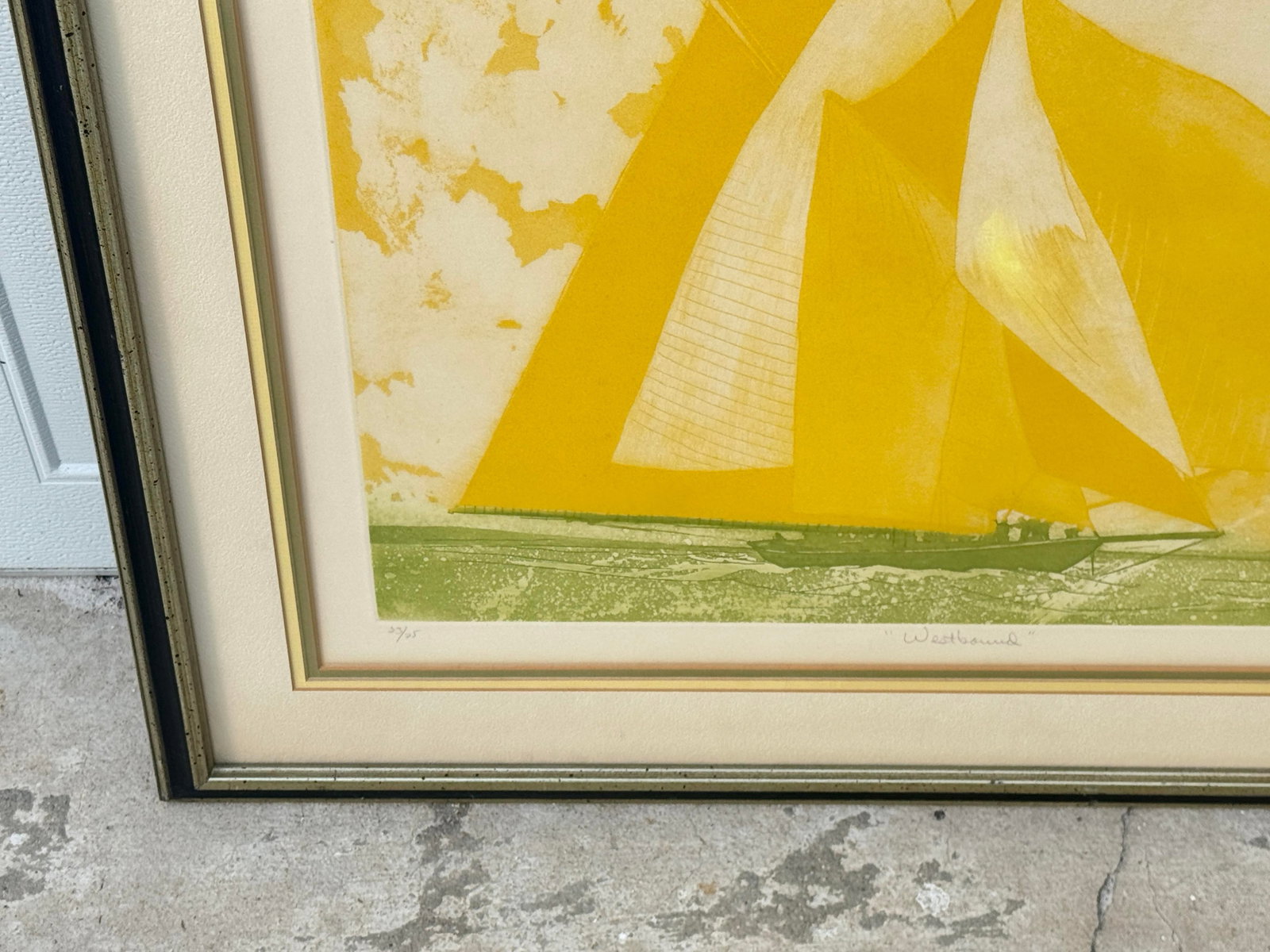 Vintage MCM Framed Color Etching Titled "Westbound" - 6