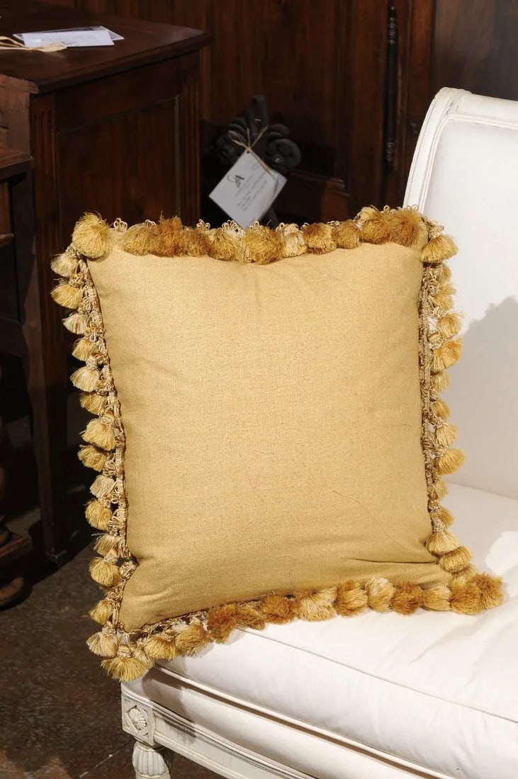 Early 19th Century French Silk & Angora Aubusson Tapestry Pillow with Flowers - 9