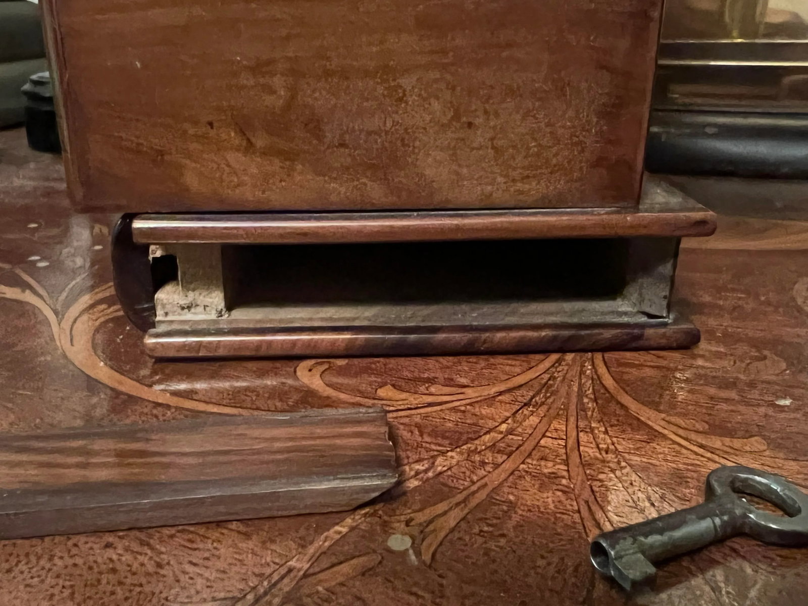 Antique Marquetry Inlaid Faux Book Front "Hidden Storage" Box - 5