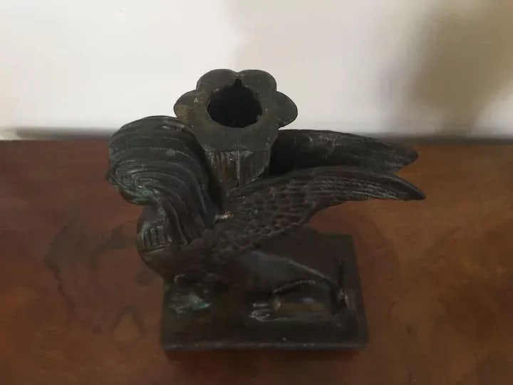 19th Century Grand Tour Egyptian Revival Bronze Winged Sphinx Candlestick - 9