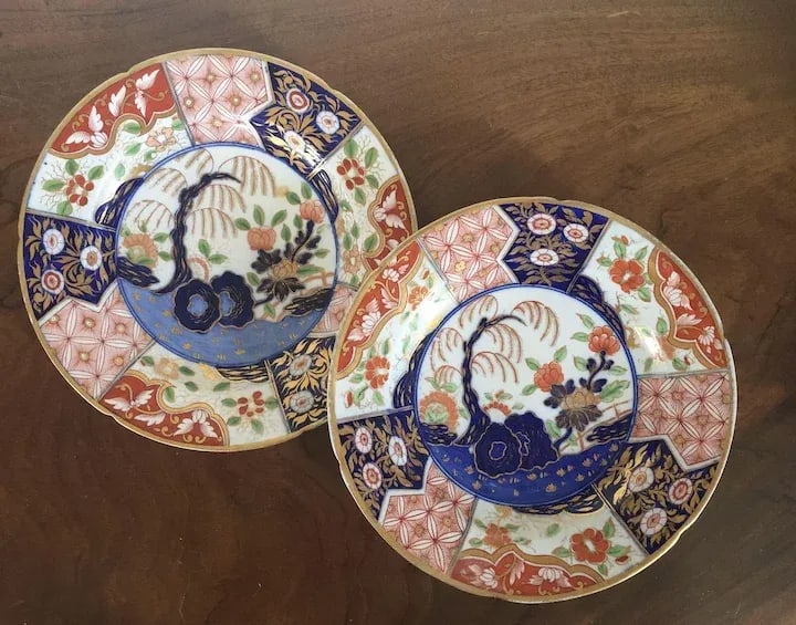 Early 19th Century Coalport Porcelain Imari Rock & Tree Dinner Plates - A Pair - 3