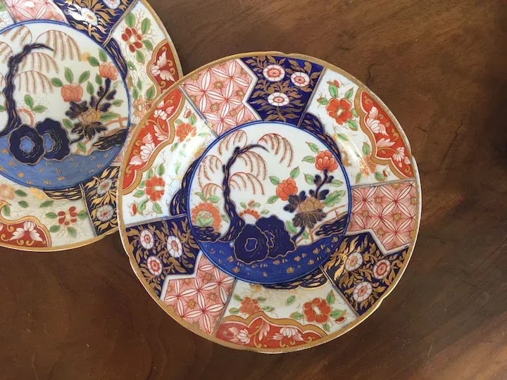Early 19th Century Coalport Porcelain Imari Rock & Tree Dinner Plates - A Pair - 4