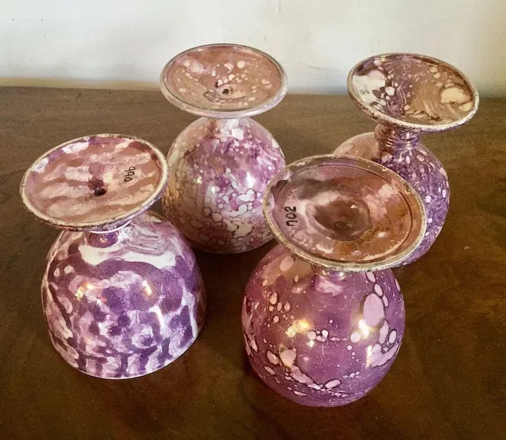 Early 19th Century English Regency Pink Luster Footed Goblets - Set of 4 - 10