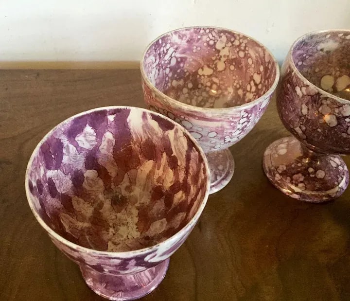 Early 19th Century English Regency Pink Luster Footed Goblets - Set of 4 - 5