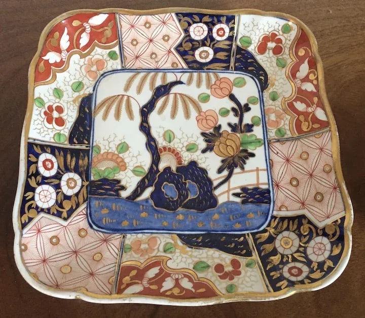 1810 Coalport Porcelain Rock & Tree Imari Square Dessert Dish 1810 - 3