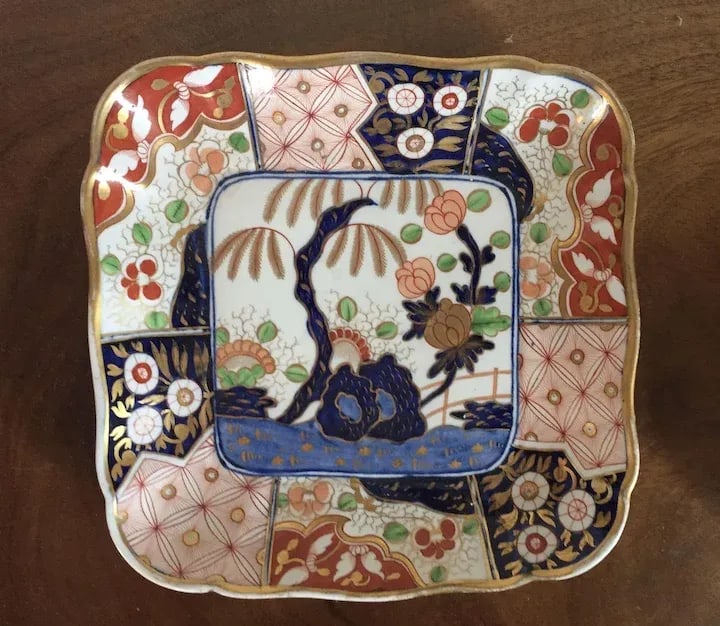1810 Coalport Porcelain Rock & Tree Imari Square Dessert Dish 1810 - 4