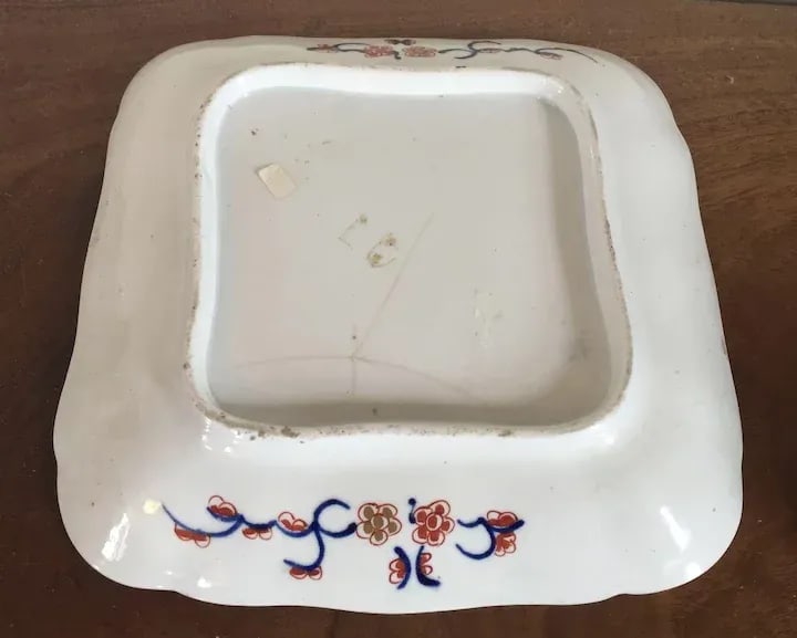1810 Coalport Porcelain Rock & Tree Imari Square Dessert Dish 1810 - 6