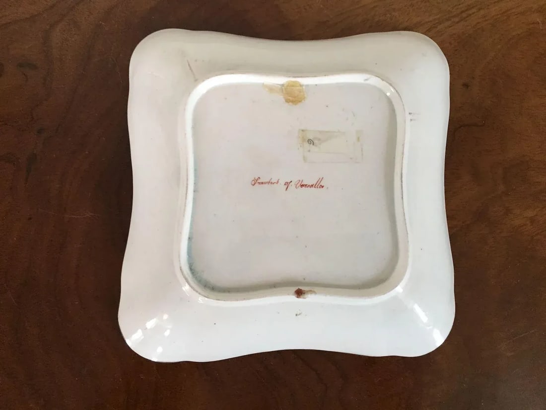 1810 Creamware Pearlware Botanical Square Dish with Hand Painted Strawberry Specimen - 10