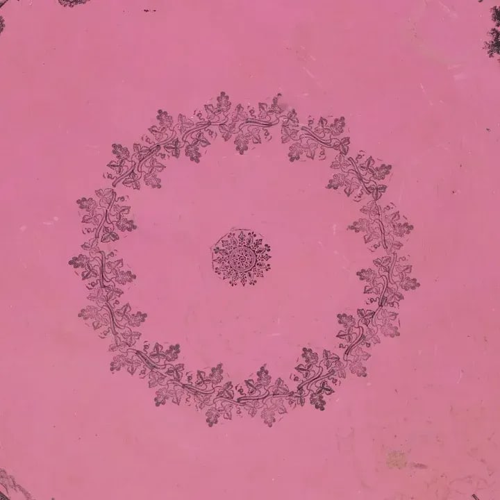 Antique 19th Century French Empire Directoire Tole Peinte Round Metal Tray in Pink - 3