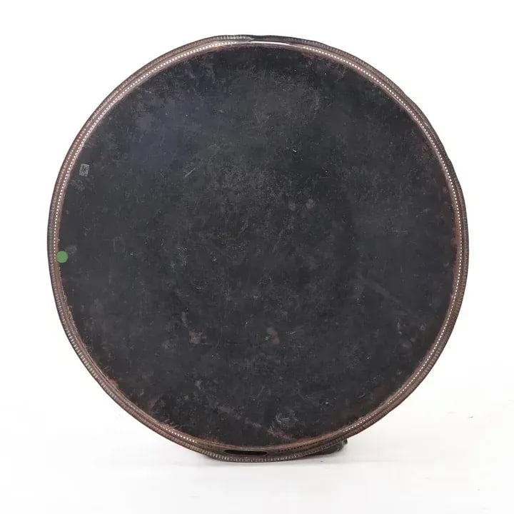 Antique 19th Century French Empire Directoire Tole Peinte Round Metal Tray in Pink - 8
