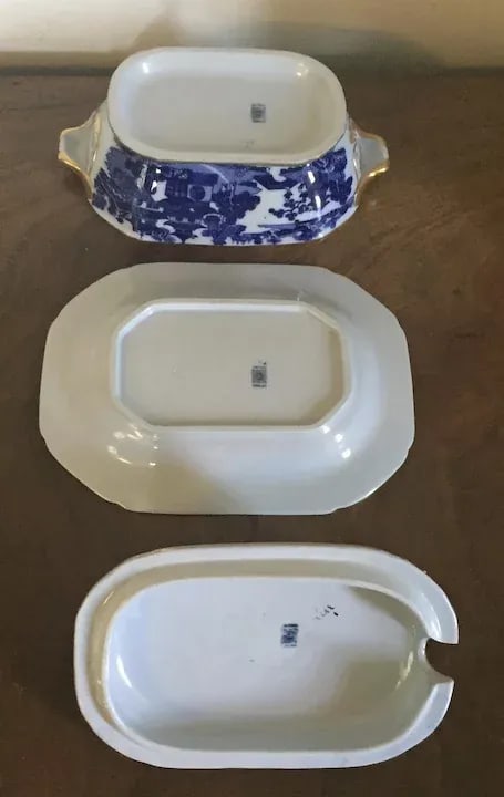 19th Century Copeland Spode Chinese Canton Style Blue & White Porcelain Sauce Tureen & Under Tray - - 2