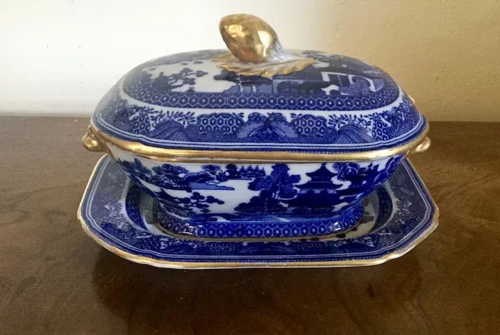 19th Century Copeland Spode Chinese Canton Style Blue & White Porcelain Sauce Tureen & Under Tray - - 3