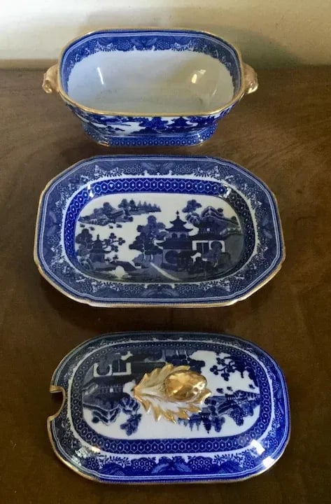 19th Century Copeland Spode Chinese Canton Style Blue & White Porcelain Sauce Tureen & Under Tray - - 4