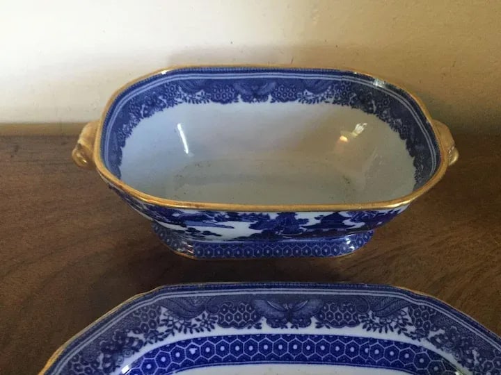 19th Century Copeland Spode Chinese Canton Style Blue & White Porcelain Sauce Tureen & Under Tray - - 8