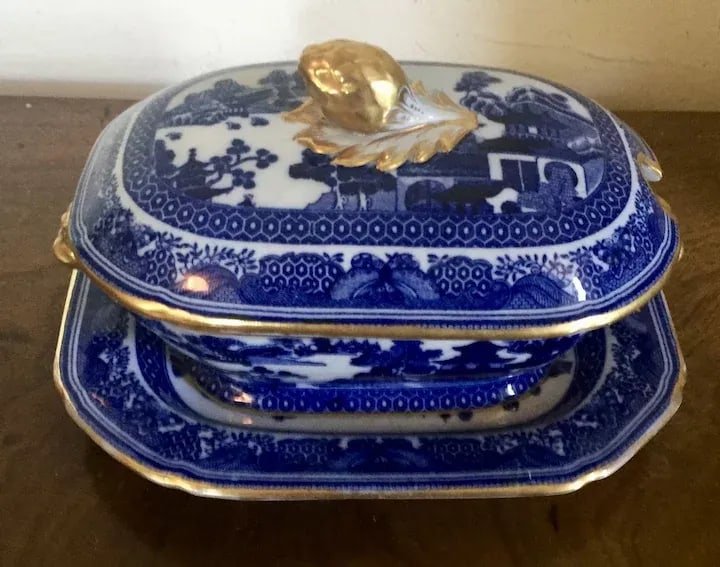 19th Century Copeland Spode Chinese Canton Style Blue & White Porcelain Sauce Tureen & Under Tray - - 9