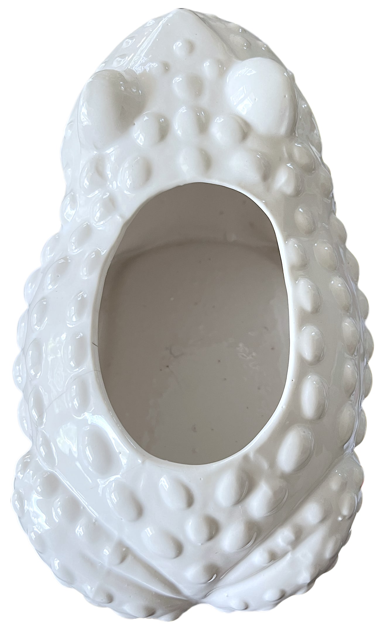 Large Vintage White Hobnail Ceramic Frog Planter - In the Style of Jean Roger, 1960s Sculptural Gard - 5