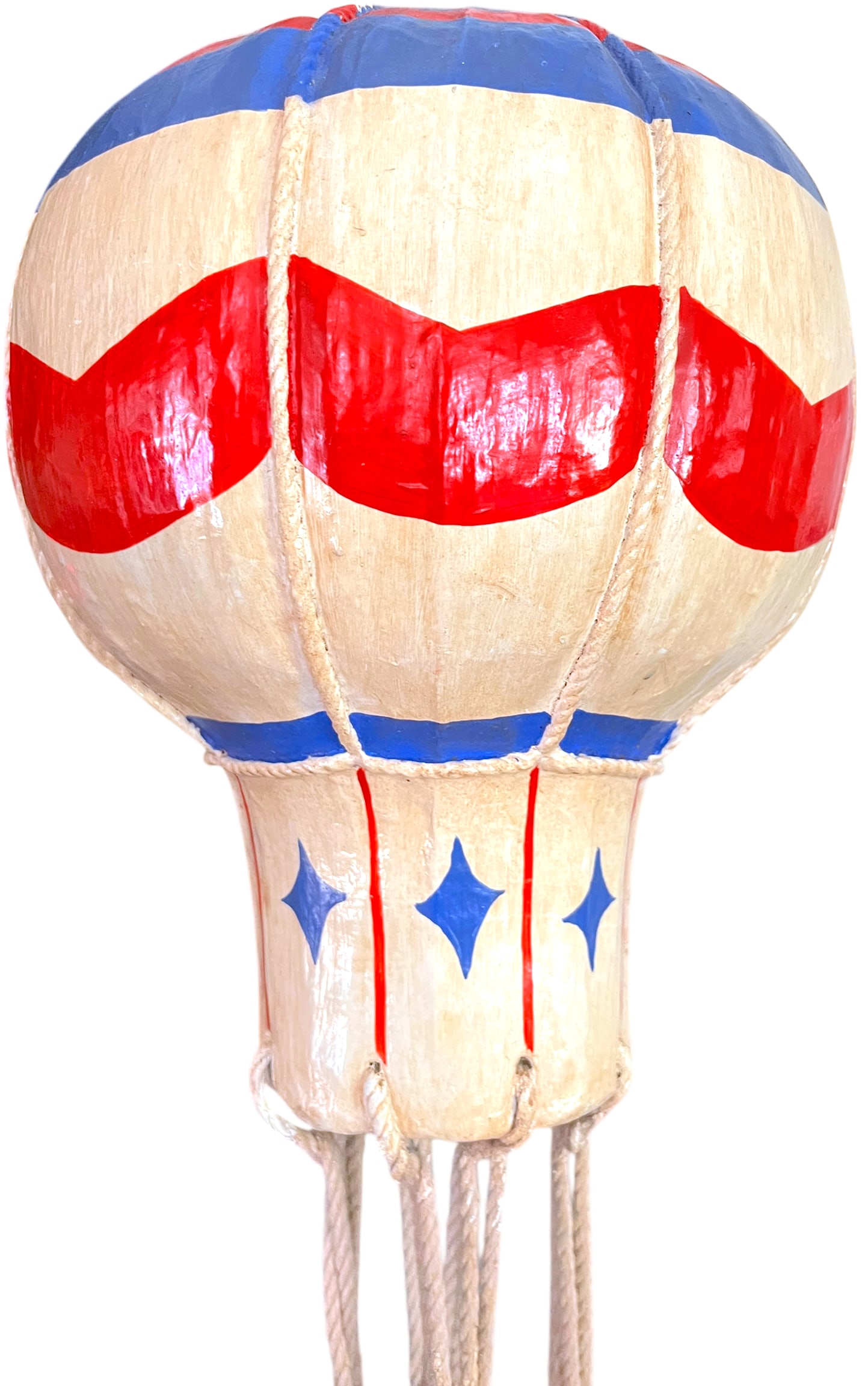 Vintage French-Style Hot Air Balloon Sculpture - Handcrafted Papier-Mache, Tole & Rope - Patriotic F - 5