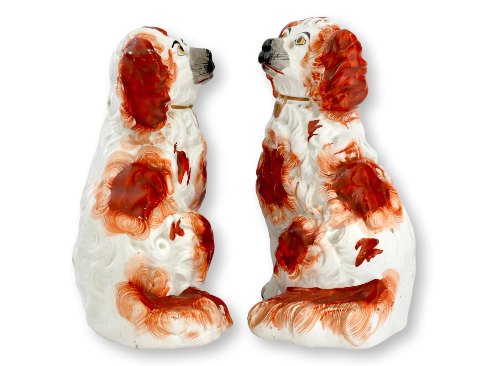 Antique Staffordshire King Charles Dogs / Spaniels, a Pair - 2