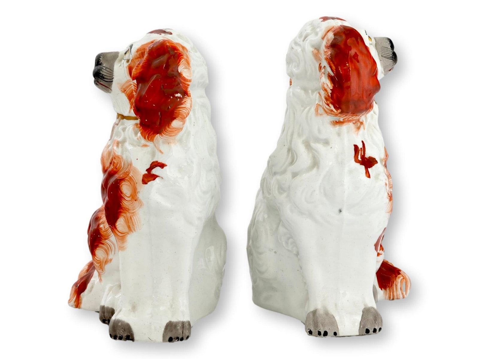 Antique Staffordshire King Charles Dogs / Spaniels, a Pair - 6