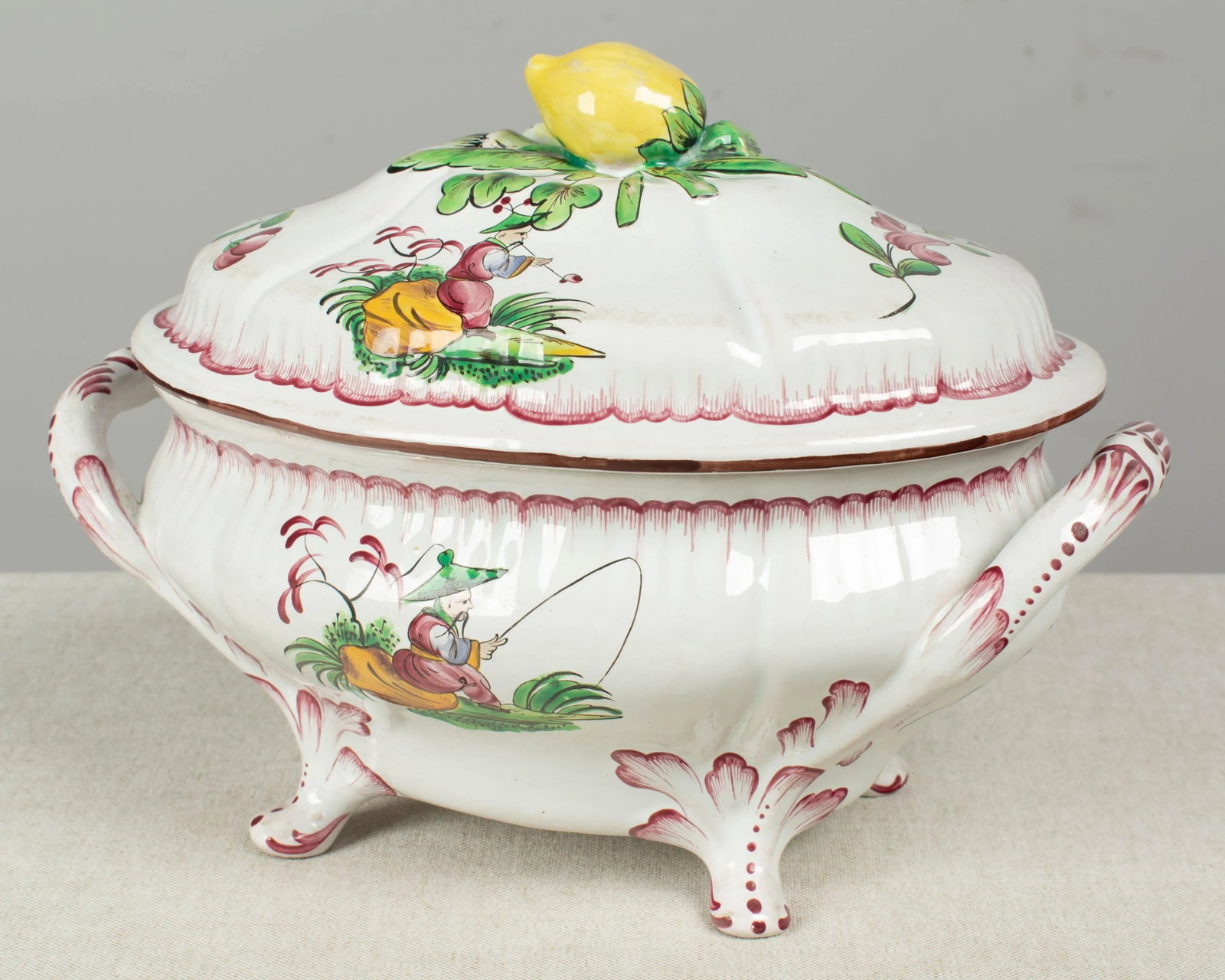 French Hand-Painted Faience Soup Tureen - 6