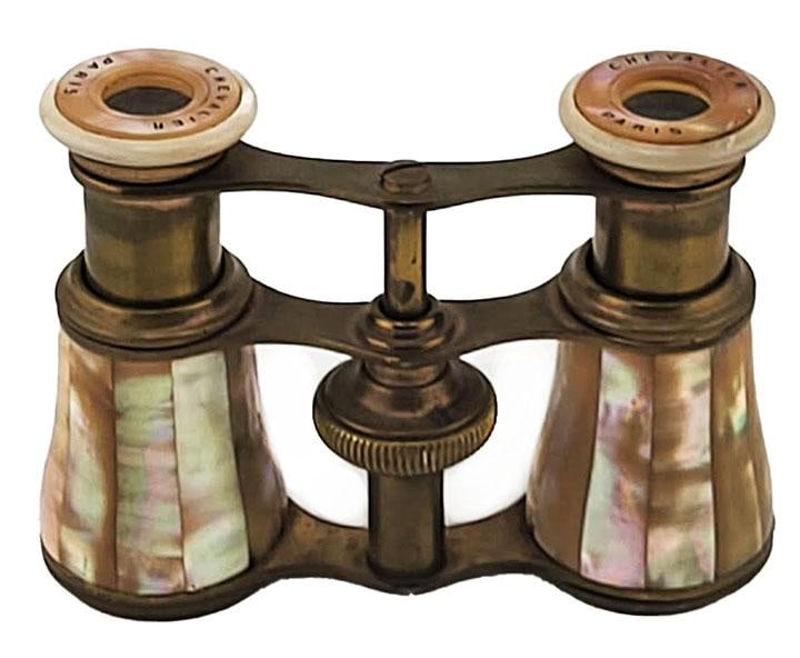 Antique Chevalier Paris French Brass and Mother-of-Pearl Opera Glasses - 2