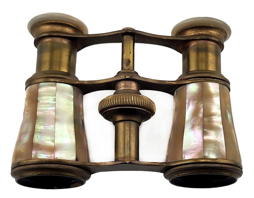 Antique Chevalier Paris French Brass and Mother-of-Pearl Opera Glasses - 3