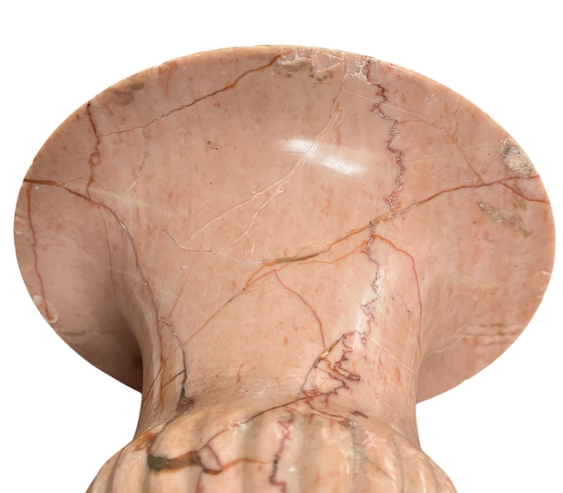 Vintage Carved Pink Marble Urn Jardiniere Vessel - 5