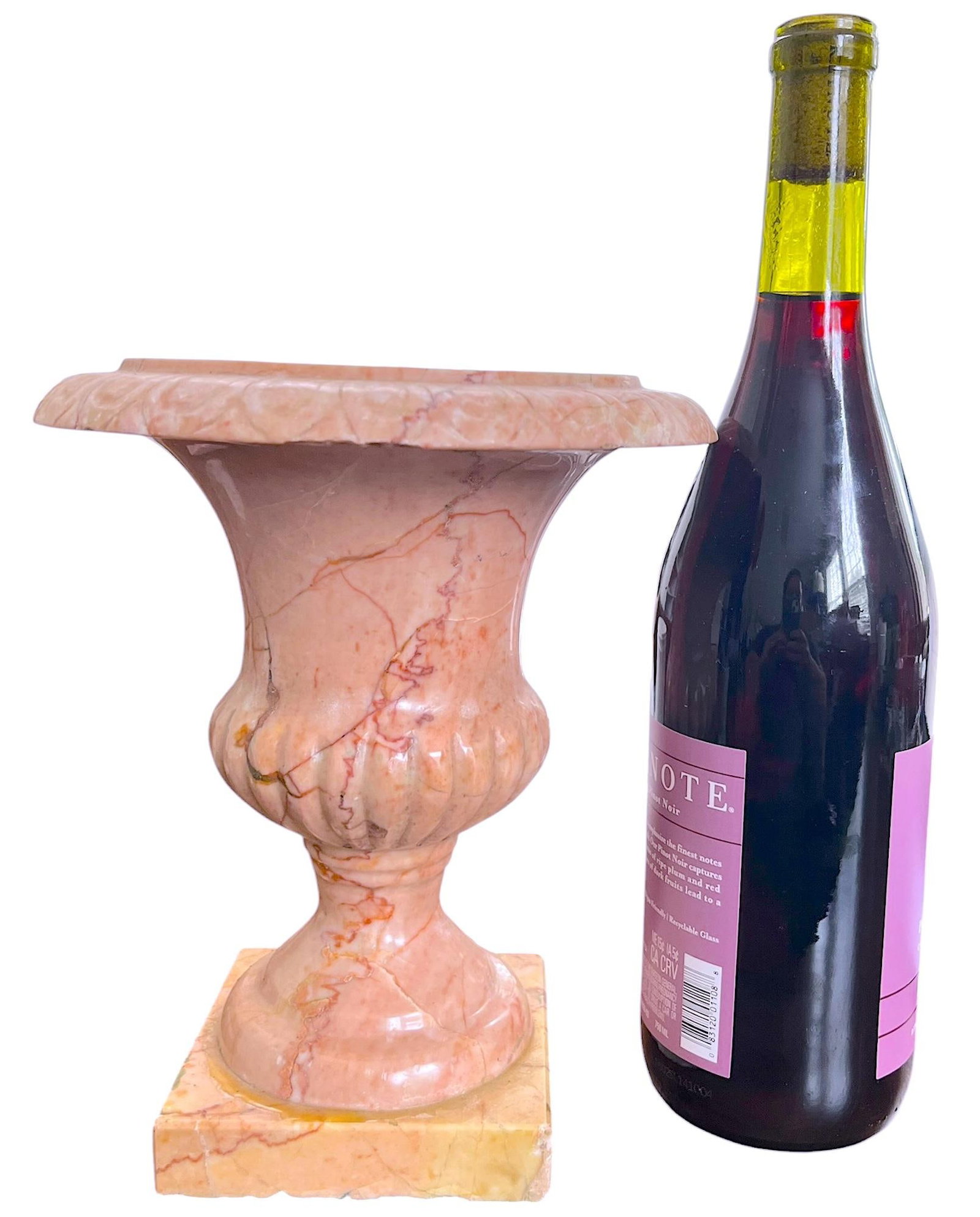 Vintage Carved Pink Marble Urn Jardiniere Vessel - 9